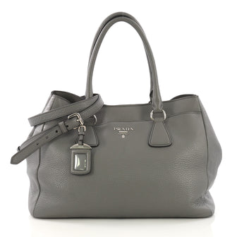 Prada East West Convertible Tote Vitello Daino Medium Gray 4057229