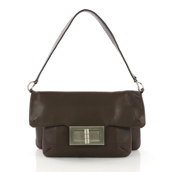 Giant Mademoiselle Lock Shoulder Bag Quilted Leather Medium