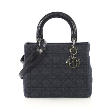 Christian Dior Vintage Lady Dior Handbag Cannage Quilt Blue 4057236