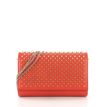 Christian Louboutin Paloma Clutch Spiked Leather Orange