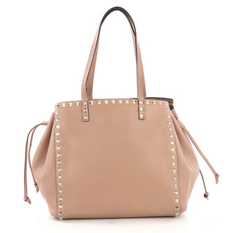 Rockstud Drawstring Tote Leather