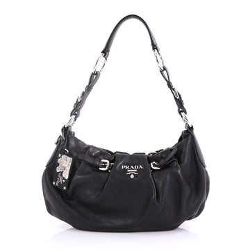Prada Buckle Pleated Shoulder Bag Soft Calfskin Medium 4057289