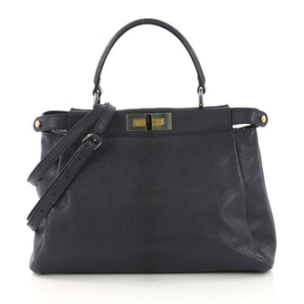 Fendi Peekaboo Handbag Leather Regular Blue 4058621