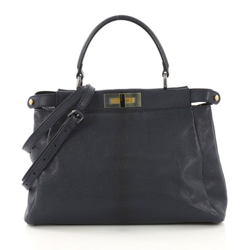Fendi Peekaboo Handbag Leather Regular Blue 4058621