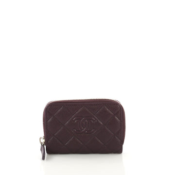 Chanel Model: Diamond CC Zip Coin Purse Quilted Caviar Small Purple 40586/25