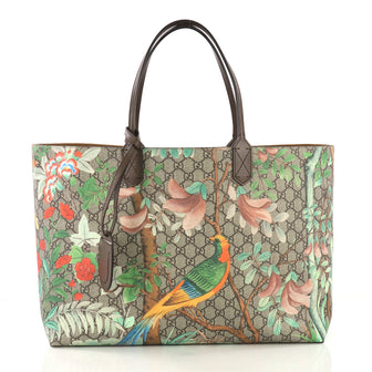 Gucci Shopping Tote Tian Print GG Coated Canvas Large Brown 40586/2