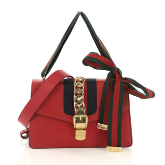 Gucci Sylvie Shoulder Bag Leather Small Red 40589/2
