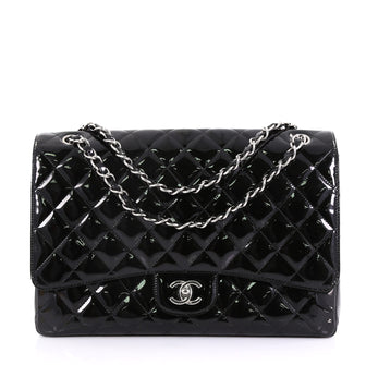 Chanel Model: Classic Single Flap Bag Quilted Patent Maxi Black 40589/6