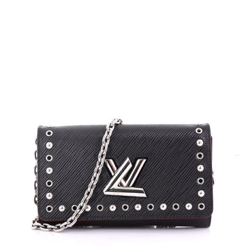 Louis Vuitton Twist Chain Wallet Studded Epi Leather Black