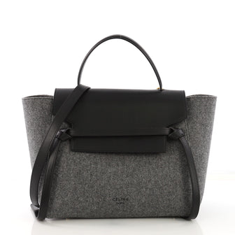 Celine Belt Bag Felt and Leather Mini Gray 405941
