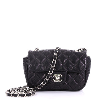 Chanel Model: Punch Flap Bag Quilted Perforated Leather Small Black 40596/1
