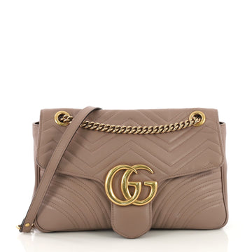 Gucci GG Marmont Flap Bag Matelasse Leather Medium Pink 40602/1