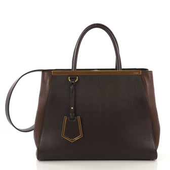 Fendi 2Jours Handbag Leather Medium Brown 406231