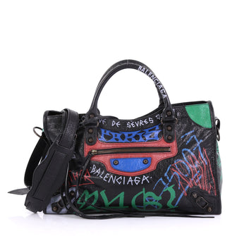 Balenciaga City Graffiti Classic Studs Bag Leather Medium 406241