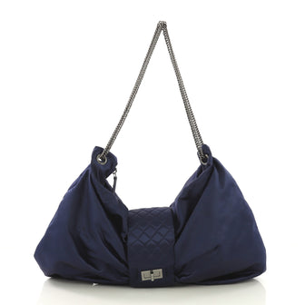 Chanel Bow Bag Satin Large Blue 4064004