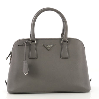 Prada Promenade Handbag Saffiano Leather Medium Gray 406411