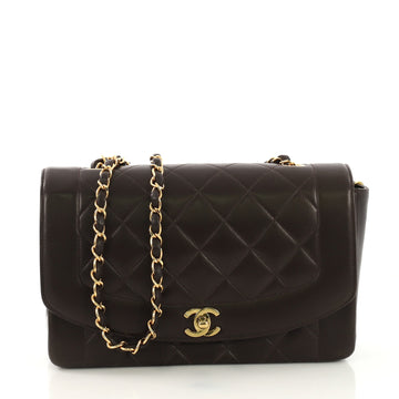 Chanel Vintage Diana Flap Bag Quilted Lambskin Medium Brown 406421