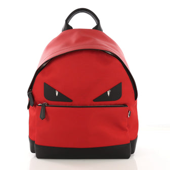 Fendi Monster Backpack Nylon with Leather Large Red 406431
