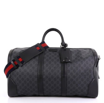 Gucci Convertible Duffle Bag GG Coated Canvas Large Black 406491
