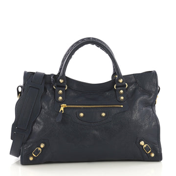 Balenciaga City Giant Studs Handbag Leather Medium Blue 406541