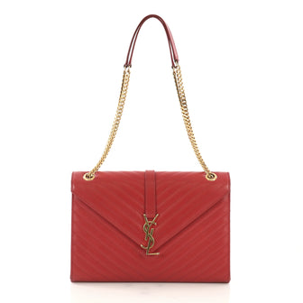 Saint Laurent Classic Monogram Envelope Satchel Matelasse 406733