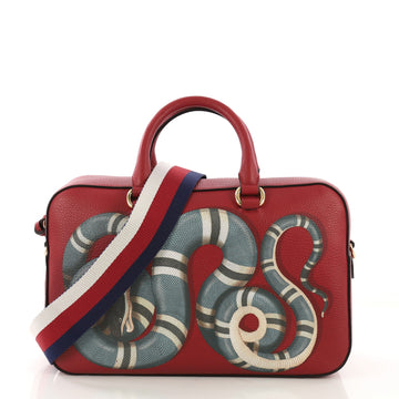 Gucci Animal Boston Top Handle Bag Printed Leather Medium 406735