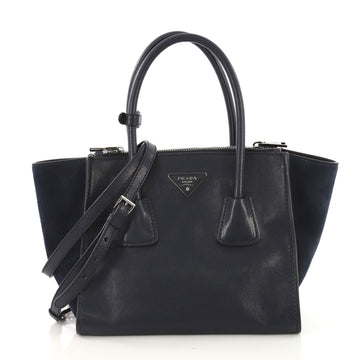 Prada Twin Pocket Tote Glace Calf Small Blue 406758