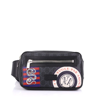 Gucci Courrier Zip Belt Bag GG Coated Canvas with Applique 406774