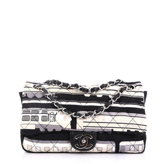 Le Train Flap Bag Quilted Printed Canvas Medium