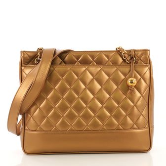 Chanel Model: Vintage Slit Pocket Shoulder Bag Quilted Lambskin Medium Brown 40678/21