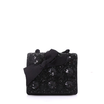 Chanel Model: Vintage Evening Flap Bag Sequin Embellished Satin Mini Black 40678/23
