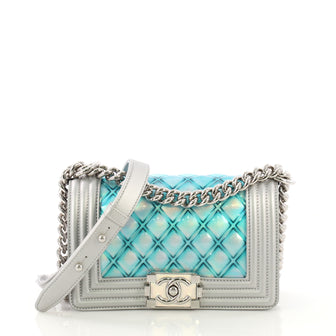 Chanel Model: Boy Flap Bag Quilted Holographic PVC Small Gray 40678/54