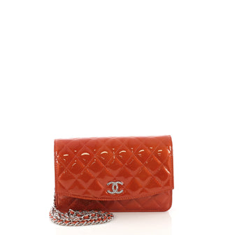 Chanel Brilliant Wallet on Chain Quilted Patent Orange 40678/57