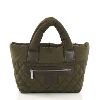 Chanel Coco Cocoon Reversible Tote Quilted Nylon Small Green  40678/58