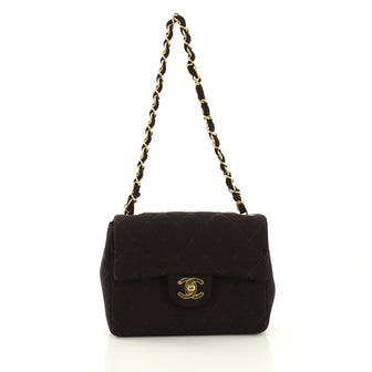 Chanel Model: Vintage Square Classic Single Flap Bag Quilted Jersey Mini Brown 40678/5