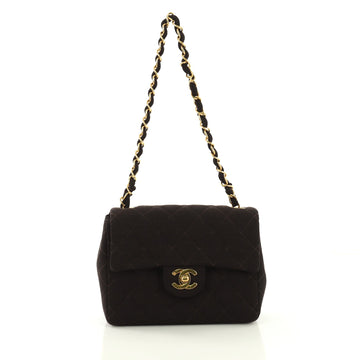 Chanel Model: Vintage Square Classic Single Flap Bag Quilted Jersey Mini Brown 40678/5