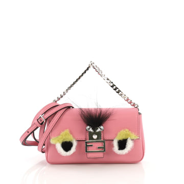 Fendi Monster Baguette Leather and Fur Micro Pink 40678/64