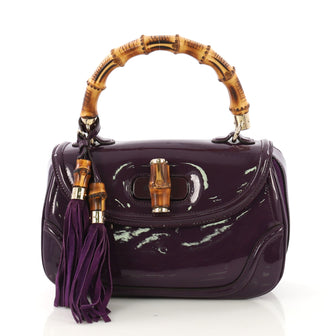 Gucci New Bamboo Convertible Top Handle Bag Patent Medium 406871