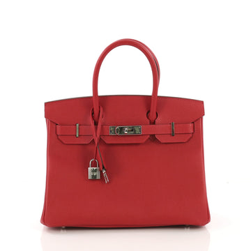 Birkin Handbag Rouge Casaque Epsom with Palladium Hardware 30