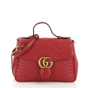 Gucci GG Marmont Top Handle Flap Bag Matelasse Leather 4069013