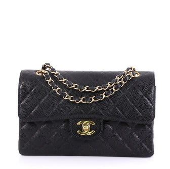 Chanel Model: Vintage Classic Double Flap Bag Quilted Caviar Small Black 40690/9