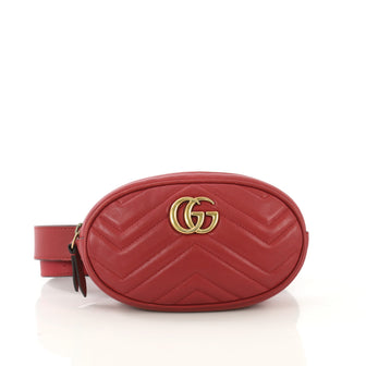 Gucci GG Marmont Belt Bag Matelasse Leather Red 406911