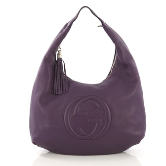 Gucci Soho Hobo Leather Large Purple 406982