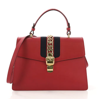 Gucci Sylvie Top Handle Bag Leather Medium Red 4070815