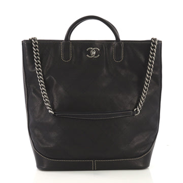 Chanel CC Lock Tote Quilted Caviar Large Blue 407201