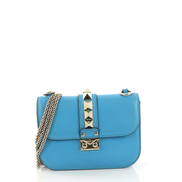 Valentino Glam Lock Shoulder Bag Leather Small Blue 407231