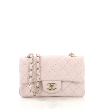 Chanel Classic Single Flap Bag Quilted Lambskin Mini Pink 407311