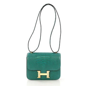 Hermes Constance Handbag Matte Alligator 18 Green 407321