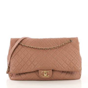 Chanel Airlines CC Flap Bag Quilted Calfskin XXL Neutral 407651