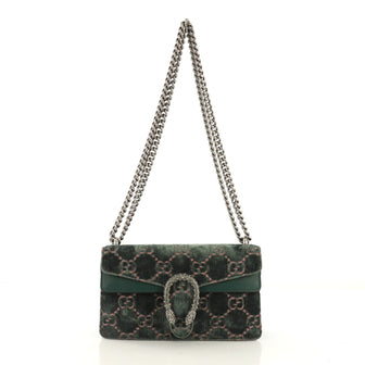 Gucci Dionysus Handbag GG Velvet Small Green 407691